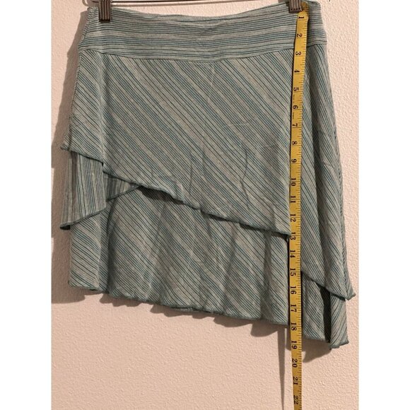 Athleta Women’s Skirt Small Green/ Grey Striped Asymmetrical Layered Pull On - Picture 4 of 6